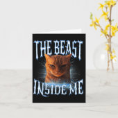 Carte The Inside Me Funny Cat Joke Meme Graphic  (Fleur jaune)