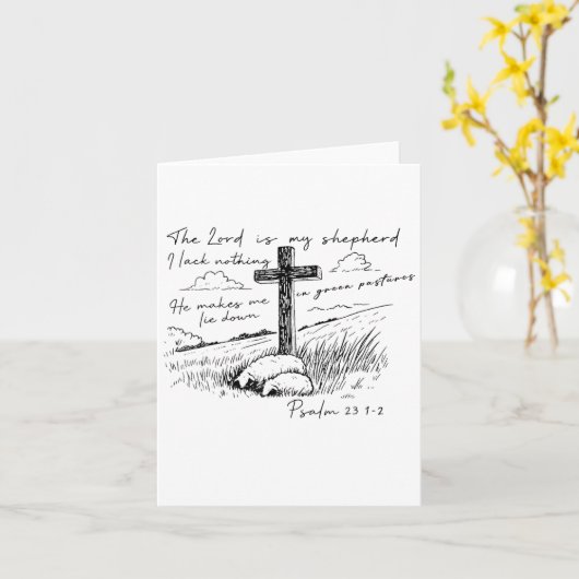 Carte The Lord Is My Shepherd Psalm 23 Cross Meadow (Fleur jaune)