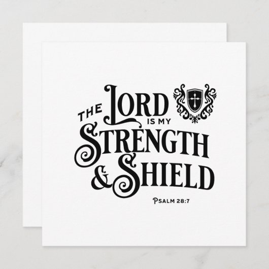 Carte The Lord is My Strength Scripture Flat Note Card (Devant / Derrière)