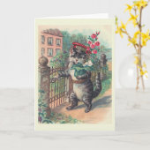 Carte "The Mailman" Vintage Cat Greeting (Fleur jaune)