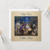 Carte The Nativity of Baby Jesus Christmas Greetings (Devant/Arrière en situation)