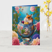 Carte Thé Party avec Donuts le plus mignon avec des hams (Fleur jaune)