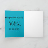 Carte The perfect match couple name letter date blue sim (Intérieur)