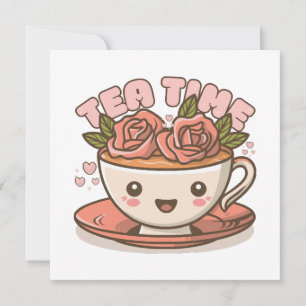 Carte Thé Temps de Rose Thé Kawaii