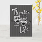 Carte Théâtre Vie Comédie et masques de tragédie (Fleur jaune)