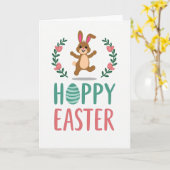 Carte thématique Lapin de Pâques Joyeux (Fleur jaune)