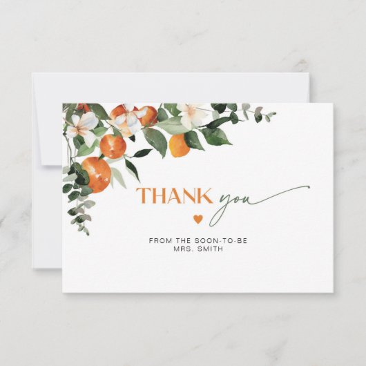 Carte Thème agrumes moderne douche nuptiale merci (Devant)