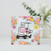 Carte Thème anniversaire golf avec chariot de golf pour  (Debout devant)