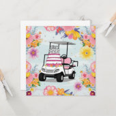 Carte Thème anniversaire golf avec chariot de golf pour  (Devant/Arrière en situation)