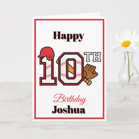 Carte Thème Baseball Happy 10th Sport Anniversaire Salut (Petite plante)