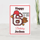 Carte Thème Baseball Happy 6th Sport Anniversaire Saluta (Devant)