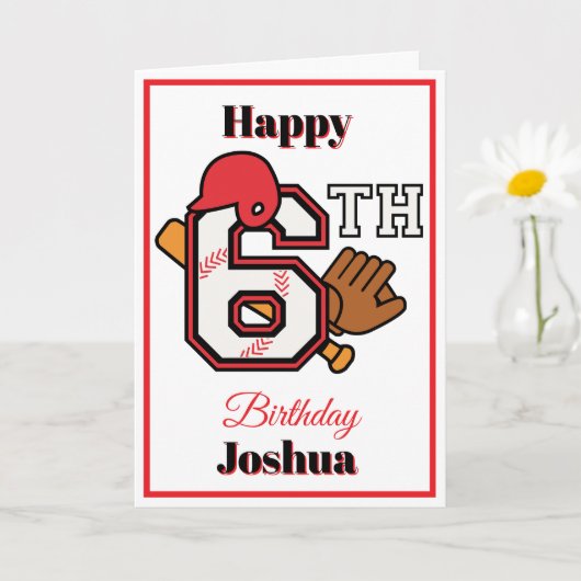 Carte Thème Baseball Happy 6th Sport Anniversaire Saluta (Petite plante)