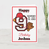 Carte Thème Baseball Happy 9th Sport Anniversaire Saluta (Devant)