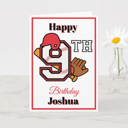 Carte Thème Baseball Happy 9th Sport Anniversaire Saluta (Petite plante)