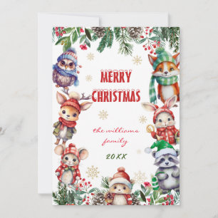 Carte Thème d'animaux de la forêt de Noël d'hiver