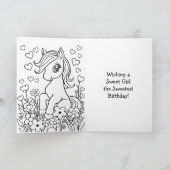 Carte Thème d'anniversaire de la fille personnalisée (Intérieur)