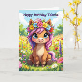 Carte Thème d'anniversaire de la fille personnalisée (Fleur jaune)