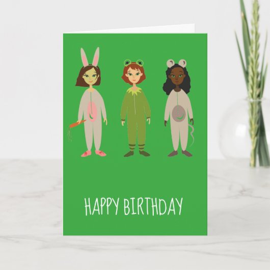 Carte Thème d'anniversaire pour les filles mignonnes en (Devant)