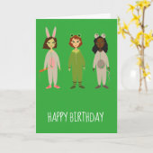 Carte Thème d'anniversaire pour les filles mignonnes en (Fleur jaune)