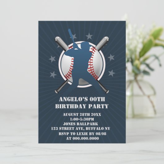 Carte Thème de baseball fête d'anniversaire (Debout devant)