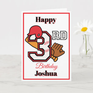 Carte Thème de baseball Happy 3ème Sport Voeux d'anniver