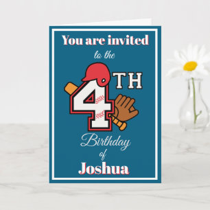 Carte Thème de baseball Happy 4th Sport Anniversaire Inv