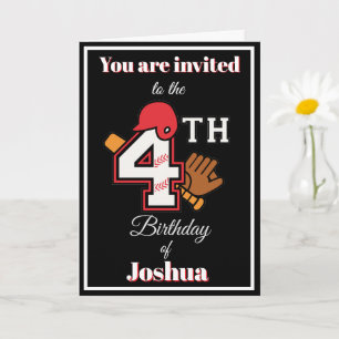 Carte Thème de baseball Happy 4th Sport Anniversaire Inv