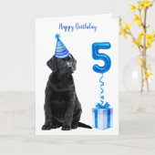 Carte Thème de chiot pour 5e anniversaire - Fête de Patt (Fleur jaune)