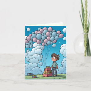Carte Thème de fête, ballon, anniversaire