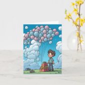 Carte Thème de fête, ballon, anniversaire (Fleur jaune)
