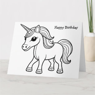 Carte Thème de fête d'anniversaire licorne magique grand