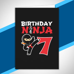 Carte Thème de fête d'anniversaire Ninja pour enfants -