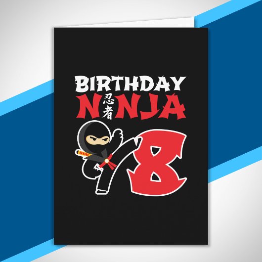 Carte Thème de fête d'anniversaire Ninja pour enfants - 