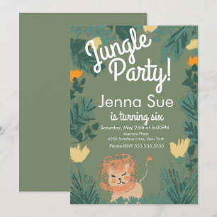 Carte Thème de fête d'anniversaire safari art jungle lio