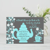 Carte Thème de fête de fiançailles autour du thé et cart (Debout devant)