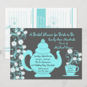 Carte Thème de fête de fiançailles autour du thé et cart (Devant / Derrière)