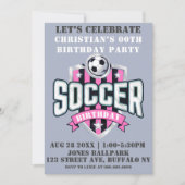 Carte Thème de football rose Anniversaire Fête Invitatio (Devant)