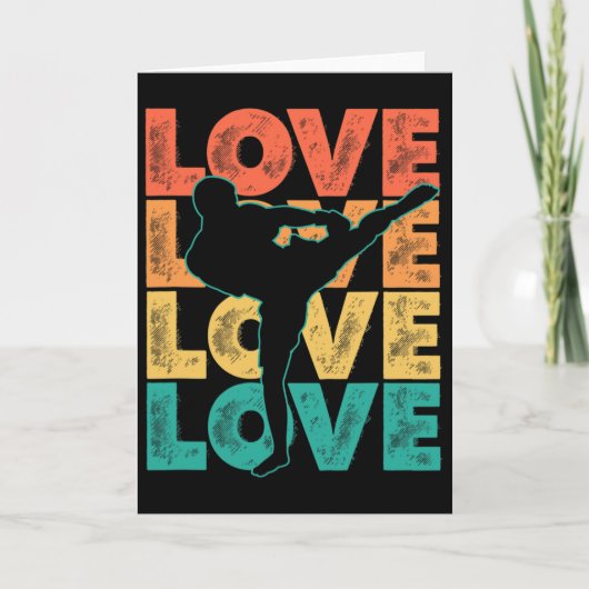 Carte Thème de mot d'amour rétro Muay Thai conception gr (Devant)