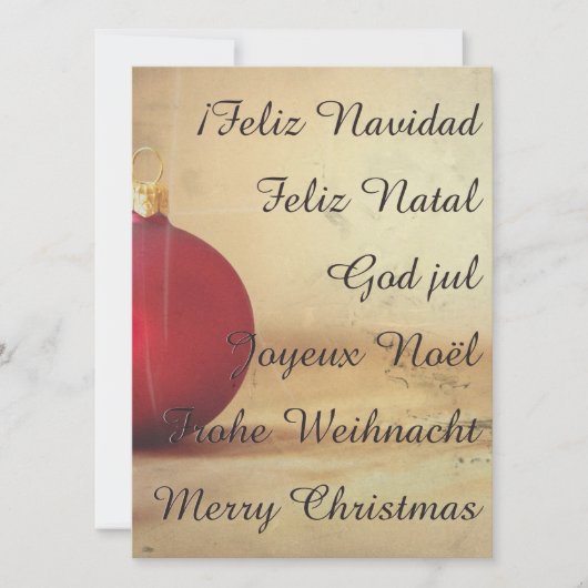 Carte Thème de Noël avec balle de Noël (Devant)