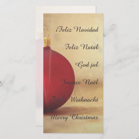 Carte Thème de Noël avec balle de Noël (Devant / Derrière)