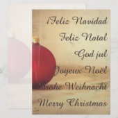 Carte thème de Noël avec boule de Noël (Devant / Derrière)