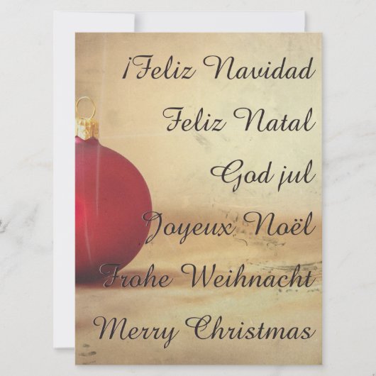 Carte thème de Noël avec boule de Noël (Devant)