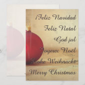 Carte thème de Noël avec boule de Noël (Devant / Derrière)
