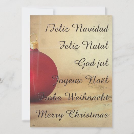 Carte thème de Noël avec boule de Noël (Devant)