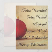 Carte thème de Noël avec boule de Noël (Devant / Derrière)