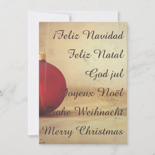 Carte thème de Noël avec boule de Noël (Devant)