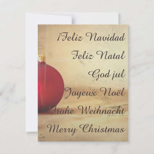 Carte thème de Noël avec boule de Noël (Devant)