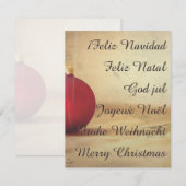 Carte thème de Noël avec boule de Noël (Devant / Derrière)