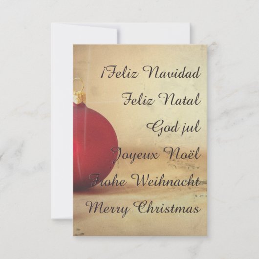 Carte thème de Noël avec boule de Noël (Devant)