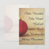Carte thème de Noël avec boule de Noël (Devant / Derrière)